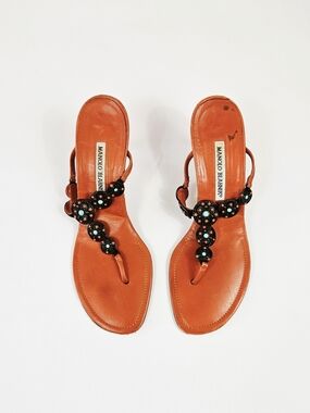 Y2k Manolo Blahnik Kitten Heel Mule Sandals - Size 39 EU